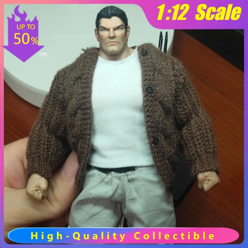 

Handmade 1/12 Scale Soldier Knit Sweater Coat with Zipper - Fits BJD 6'' Action Figures