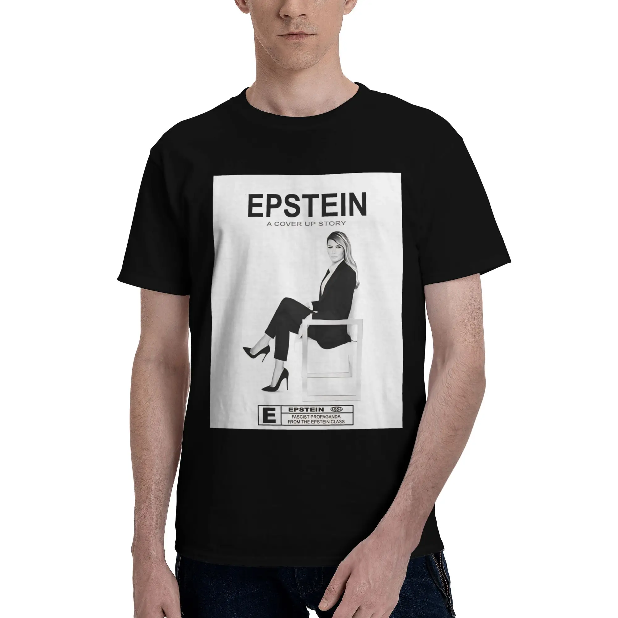 Epstein A Cover Up Story  Graphic 100% Cotton T-Shirt Melania Trump Tees Tops For Men