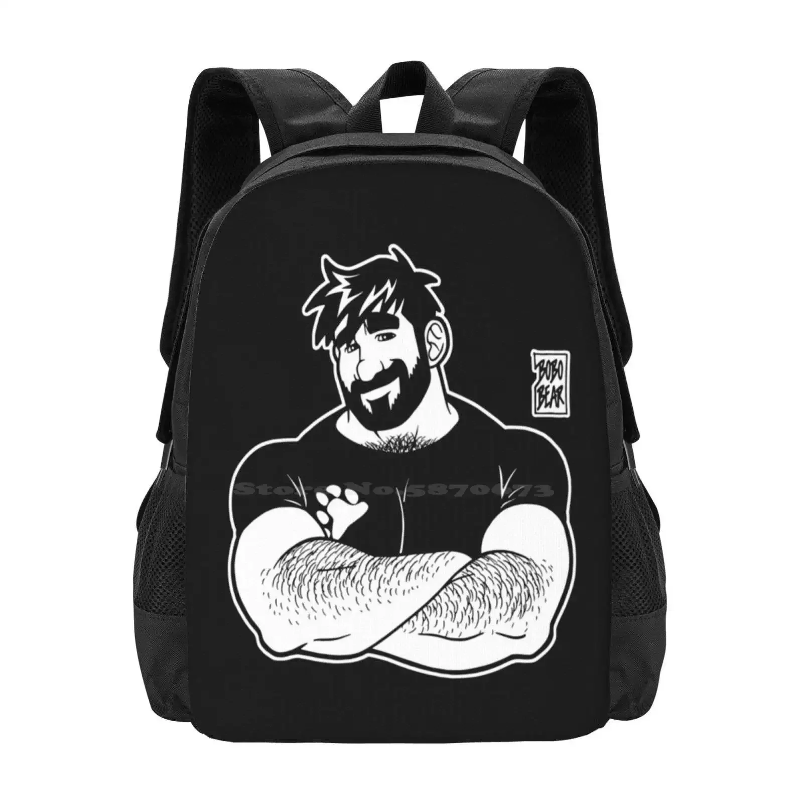 آدم يحب الأسلحة-حقيبة مدرسية ذات سعة كبيرة على ظهره كمبيوتر محمول Bobobearart Bobo Bear Bear عطلة نهاية الأسبوع قضاعة رجل مثلي الجنس الفن الدب الفن مثلي الجنس