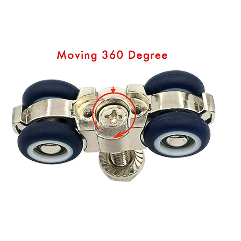 Moving 360 Degree Door Hanging Round Glass Hardware  Pulley Hanging Mute Rail Wheel Balcony Sliding Cabinet 4 Wheel