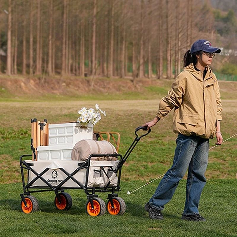 

Portable Foldable Camping Cart Outdoor Multi-functional Time-saving Labor-saving Handcart Large Capacity Thickened Outdoor Tools
