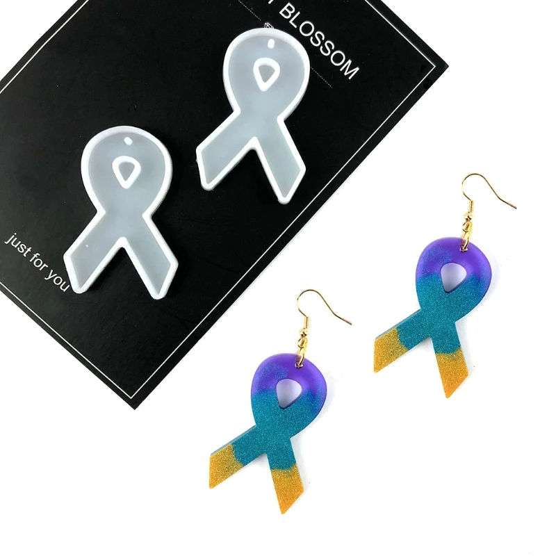 Medical Care Ribbon Earrings Epoxy Mould Full Mirror Free Polishing Silicone Abrasive Tool Resin Casting Keychain Mold