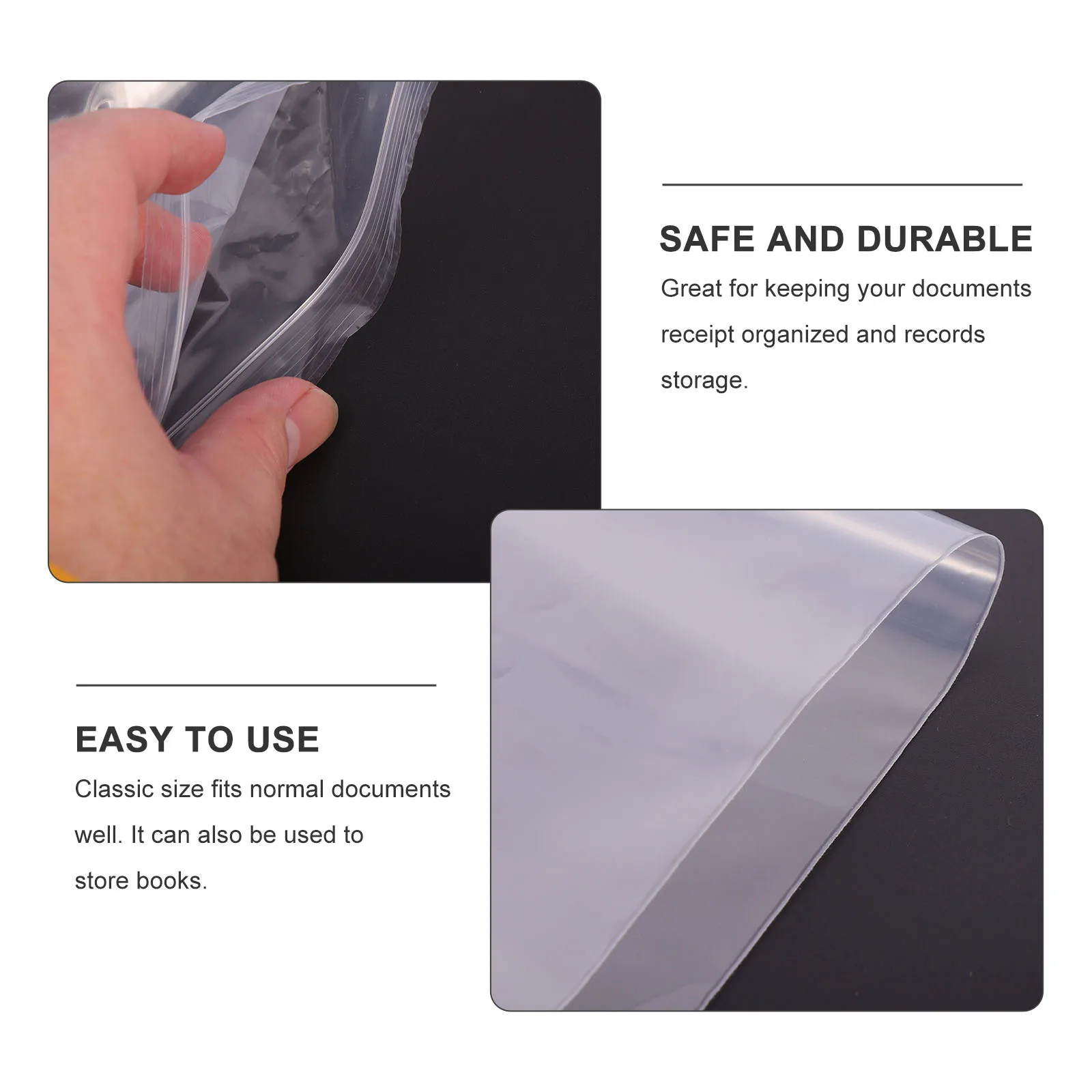 

10Pcs Sealed Document Bags Plastic File Holders for Drawings Records Storage File Pockets for Office Use