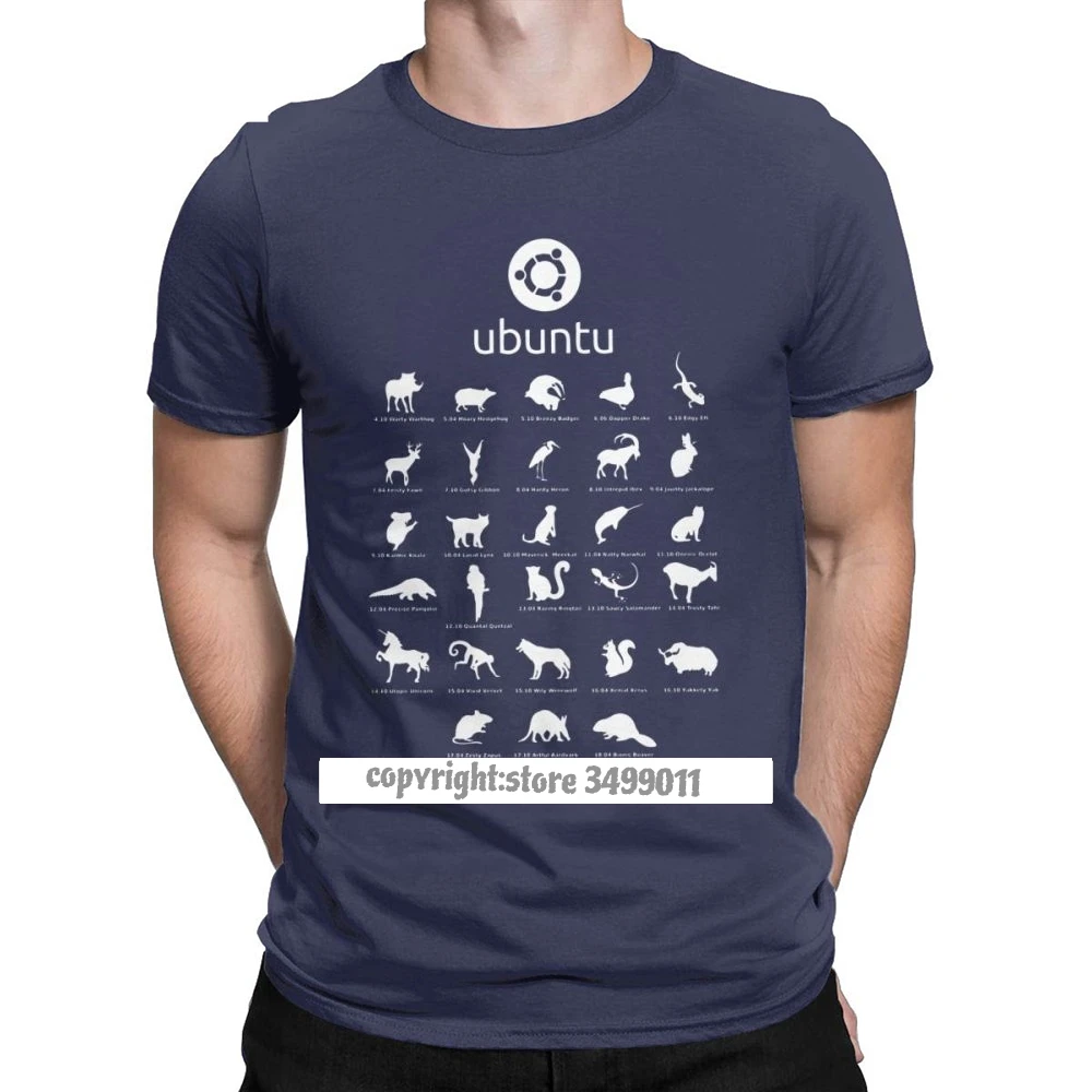 Funny Ubuntu Linux Releases Tshirts Men Crew Neck Cotton Tops T Shirt Distro Linux Debian Fitness Tees Printed Clothes