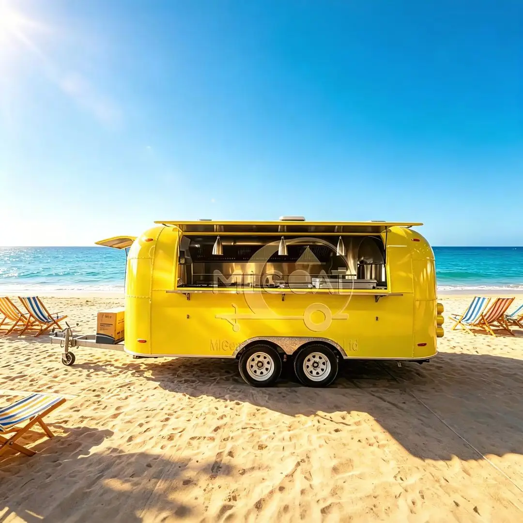 Bright Yellow Style Mobile Food Trailer, Commercial Food Truck for Fast Food & Street Vending