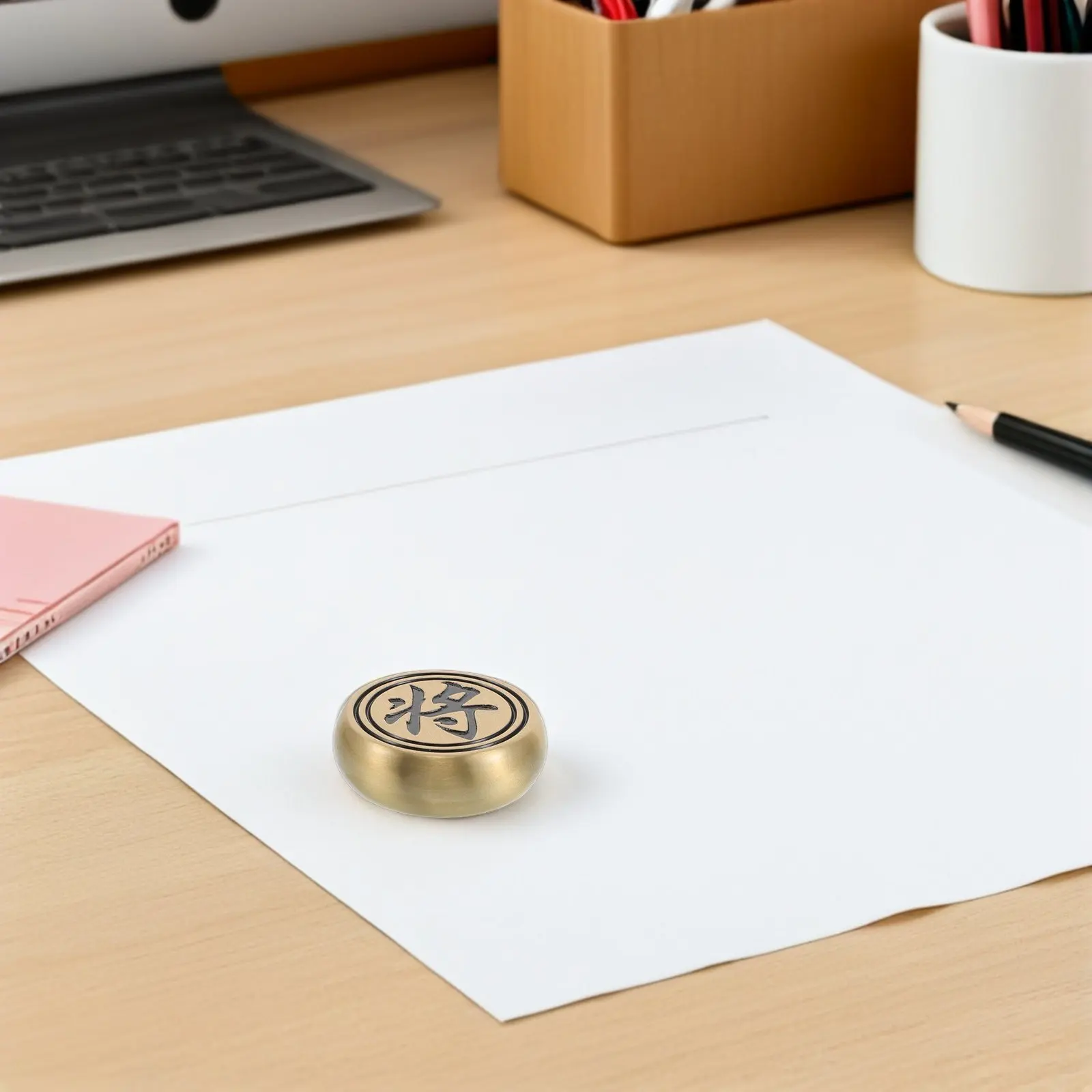 

Round Brass Paperweight 1.54 Inch Chess Style Heavy Metal Weight for Desk Chinese Calligraphy Art Drawing Stationery Tool