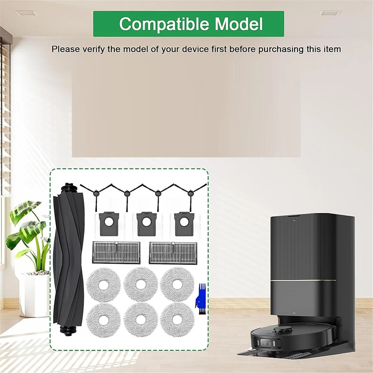 مجموعة ملحقات لقطع غيار المكنسة الكهربائية Dreame L10s Pro Ultra Heat، الفرشاة الرئيسية، المناديل، أكياس الغبار، المرشحات، الفرش الجانبية