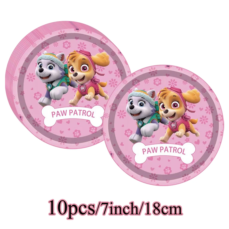 New Pink Skye Paw Patrol Birthday Party Decoration Skye Theme Paper Plates Cups Napkins Balloon Baby Shower Party Event Supplies