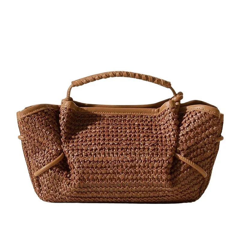 

Straw Purse For Women Cloud Dumpling Pouch Straw Crossbody Shoulder Handbag Summer Beach Woven Bag