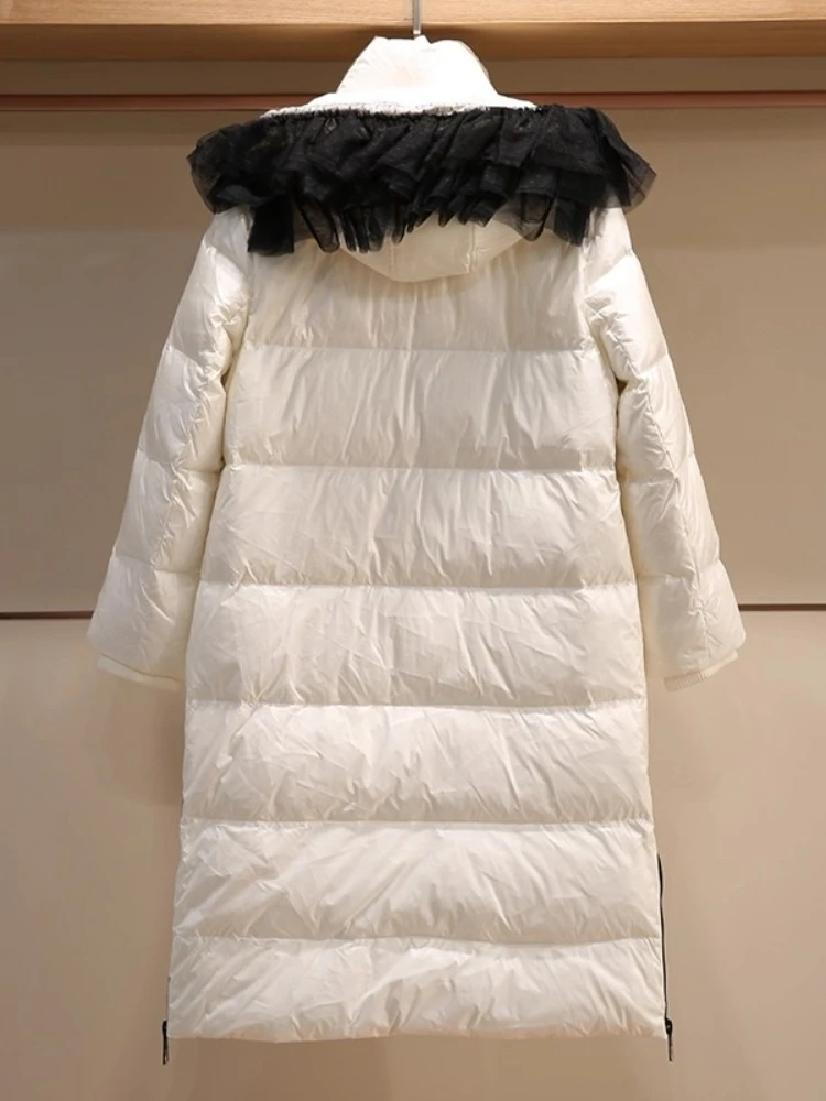 Winter Frauen Unten Jacke Casual Langarm Oberbekleidung Einfarbig Mit Kapuze Maxi Lange Parkas Übergroßen Einreiher Warme Mantel