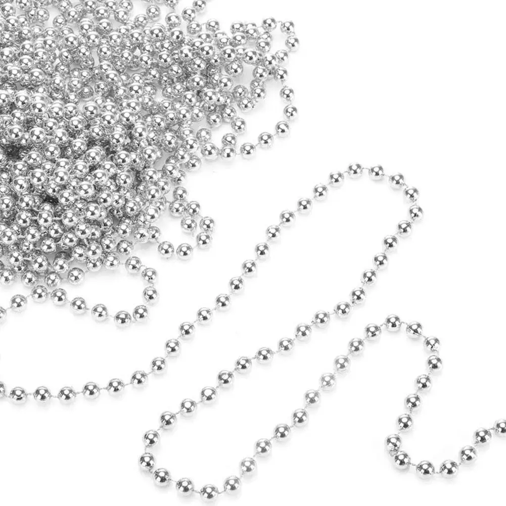 5 m/borsa Decorazione di nozze Catena di perline Perline in oro argento Ghirlanda Decorazioni per l'albero Appeso Ornamento di perle per la festa di Capodanno