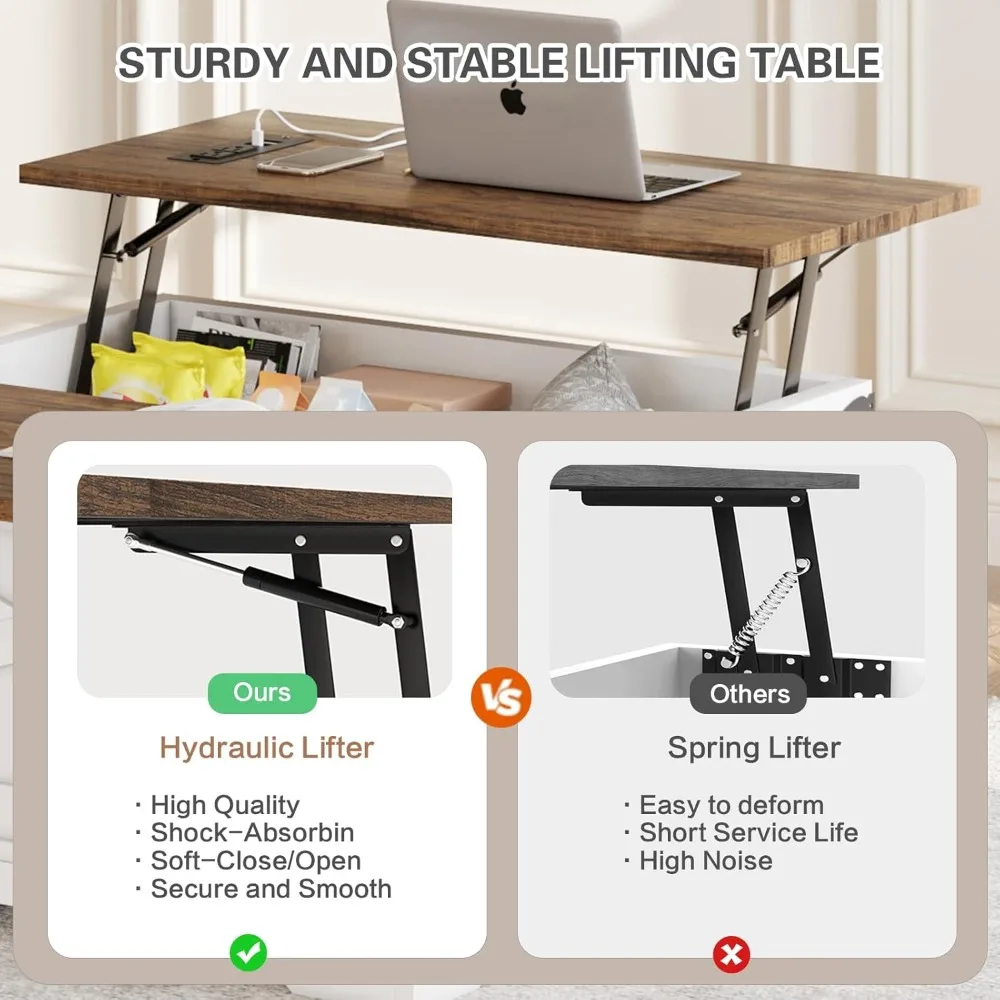 طاولة قهوة مربعة الشكل لغرفة المعيشة مع مساحة تخزين، طاولة طعام على طراز المزرعة مقاس كبير