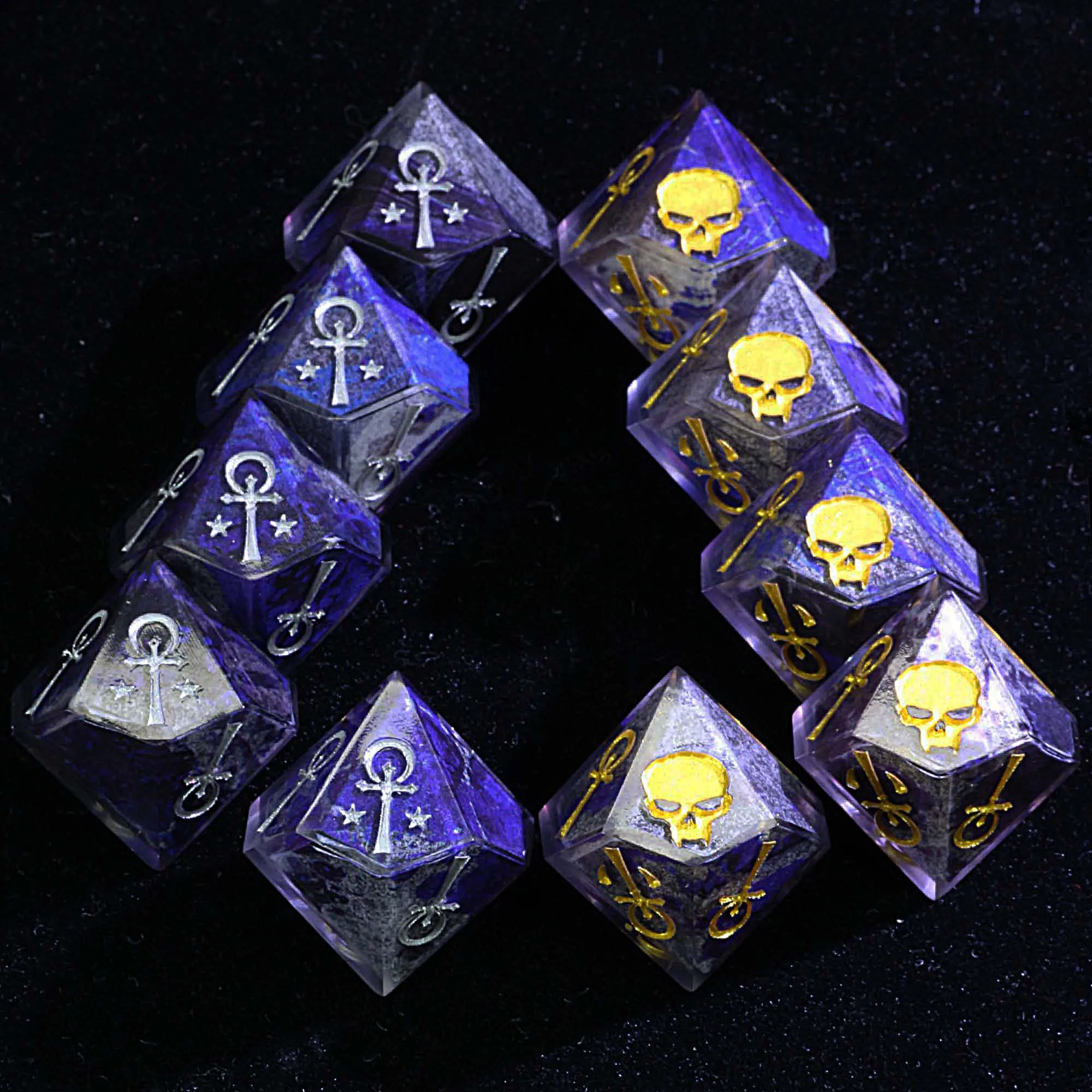 

15 Polyhedral Camarilla Sets of Dice VtM WoD Indigo Rising Tide