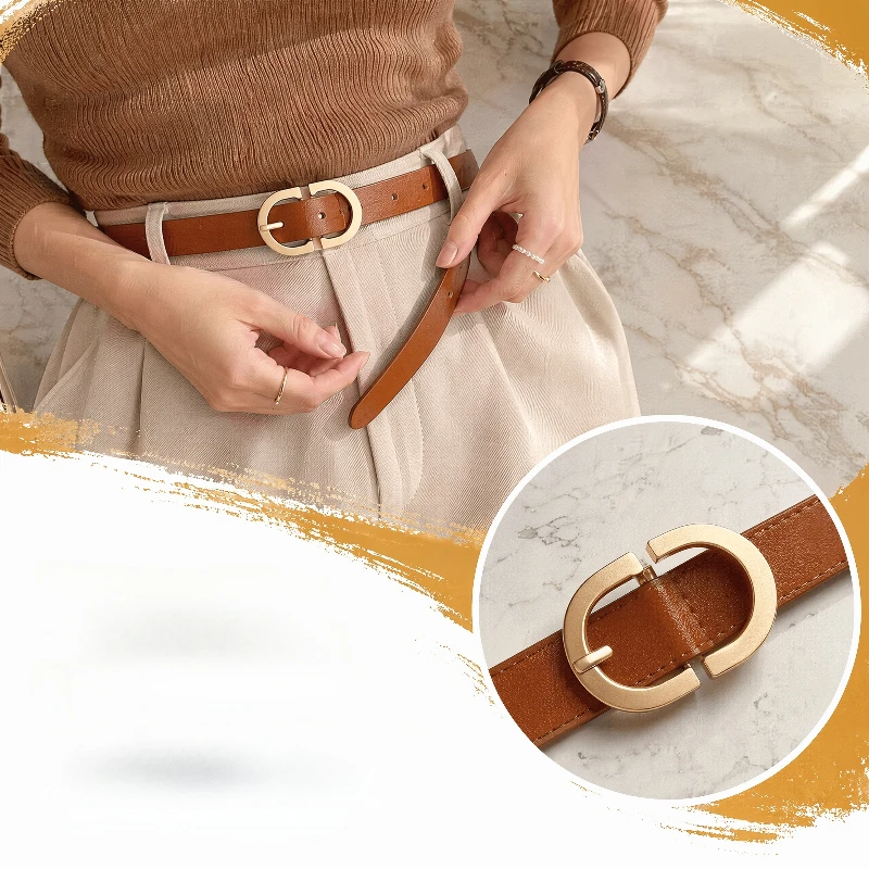 1pc Women's belt fashion trend alloy needle buckle shape simple PU leather decorative waistband students daily casual wear