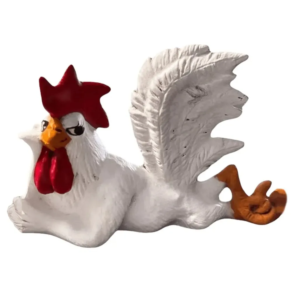 

Resin Cock Decorative Figurines Realistic Garden Decoration Rooster Crafts Ornaments Desktop Ornament Big Tail Cock Model