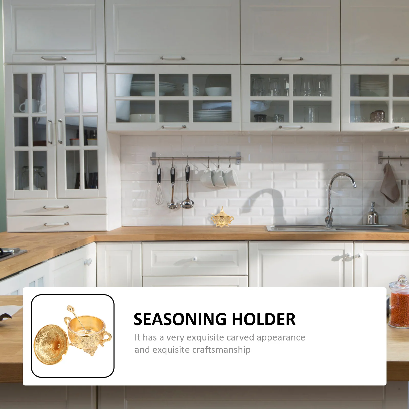 

1Pcs Zinc Alloy Seasoning Holder Carved Container Kitchen Supply Storage Jar Salt Sugar Pepper Spice Box Practical Household