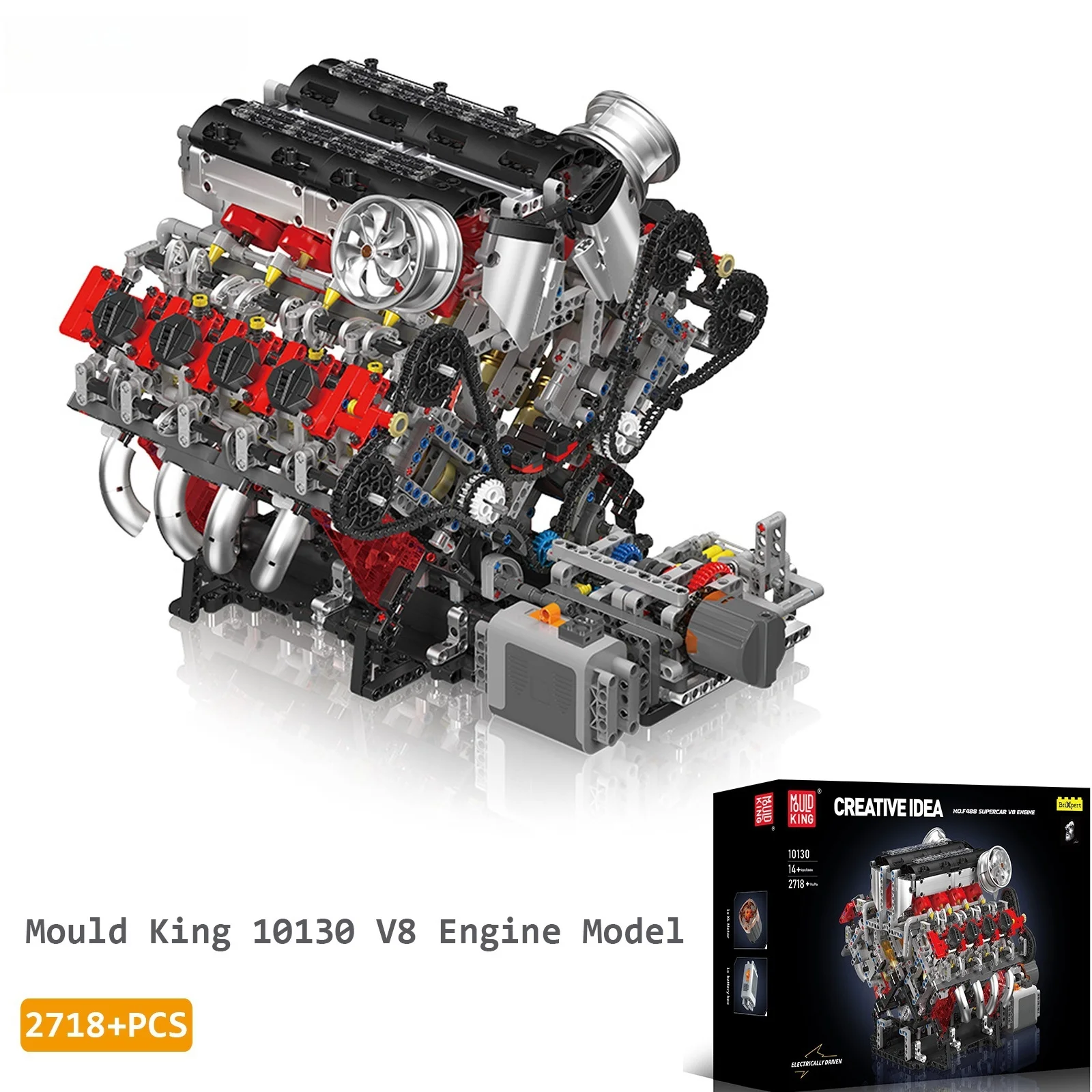 

2718 шт. техническая часть автомобиля MOC, строительный блок, суперкар F488, комплект двигателя V8, сборка, кирпичные игрушки, модель, детский рождественский подарок
