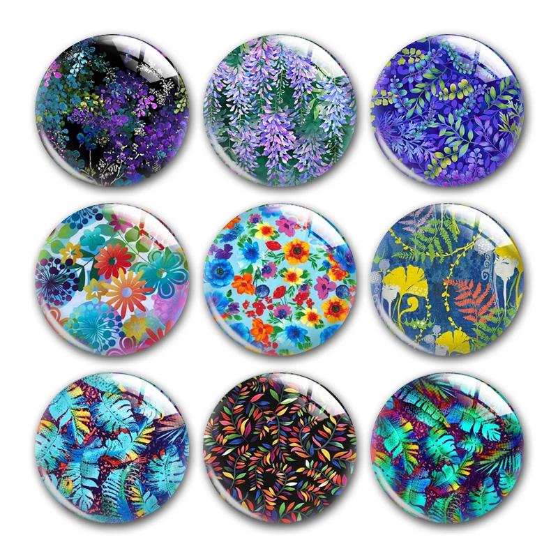 

Leaf Flower Dragonfly Round Photo Glass Cabochon Demo Flat Back For DIY Jewelry Making Finding Supplies Snap Button Accessories