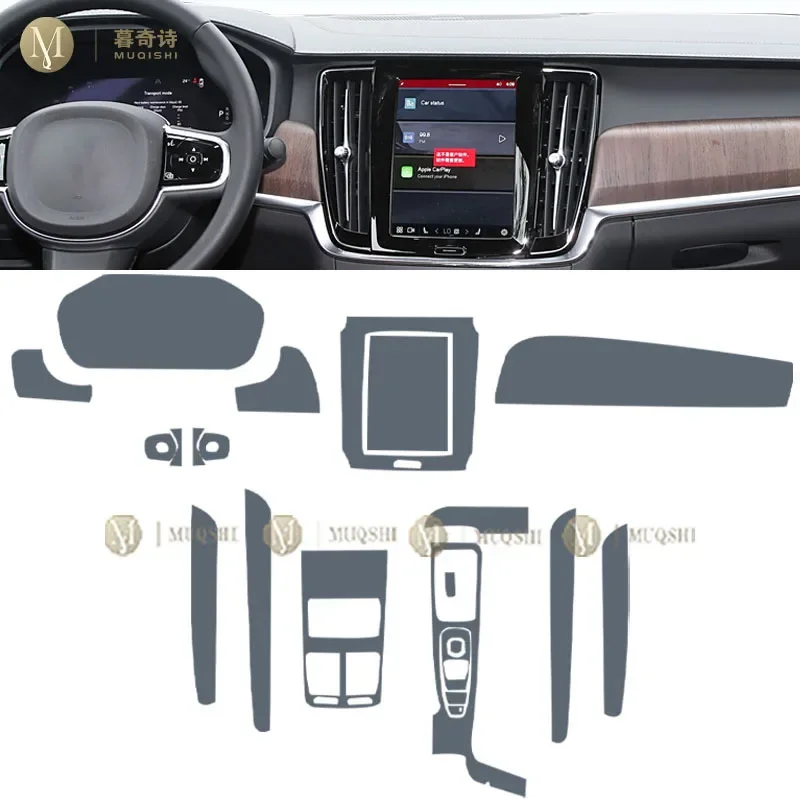 MUQSHI car Interior Center console transparent car suit PPF-TPU protective film Anti-scratch PPF Matte For Volvo S90 2020-2024