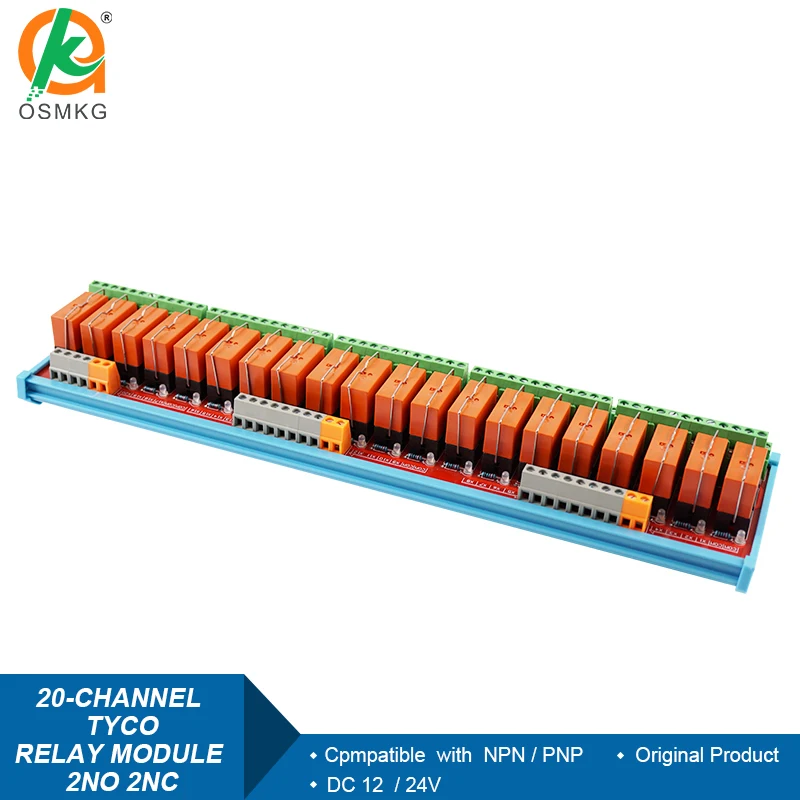 20 Channels 2NO 2NC  Dual Group Relay Module   8A /24V  Anti-interference for PLC Expansion Board