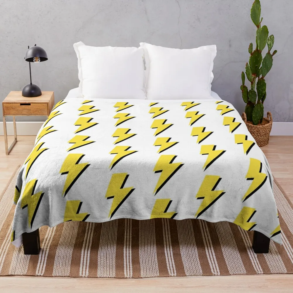 Yellow and Black Lightning Bolt Throw Blanket for babies Soft Beds sofa bed anime Blankets