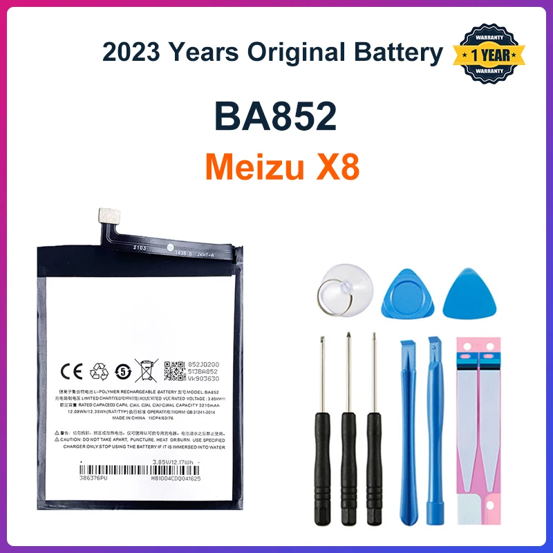 

2023 years BA852 Mei zu Original Battery For Meizu X8 3300mAh High Quality Phone Battery In Stock + Tracking Number