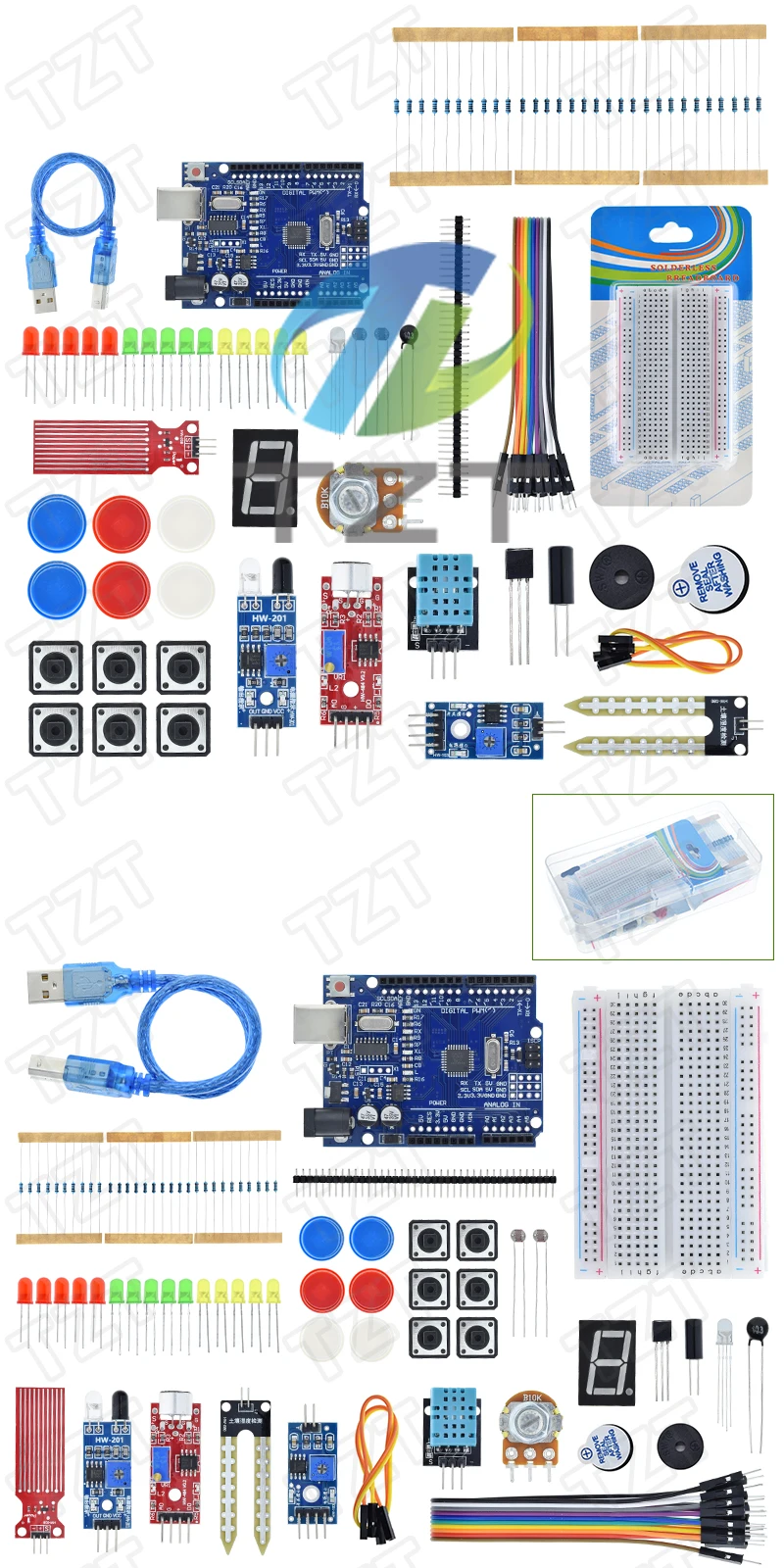 TZT Basic Starter Kit für Arduino UNOR3 Set R3 DIY Kit – TZTUNO R3 Board/Breadboard + Einzelhandelsverpackung – Detail 2