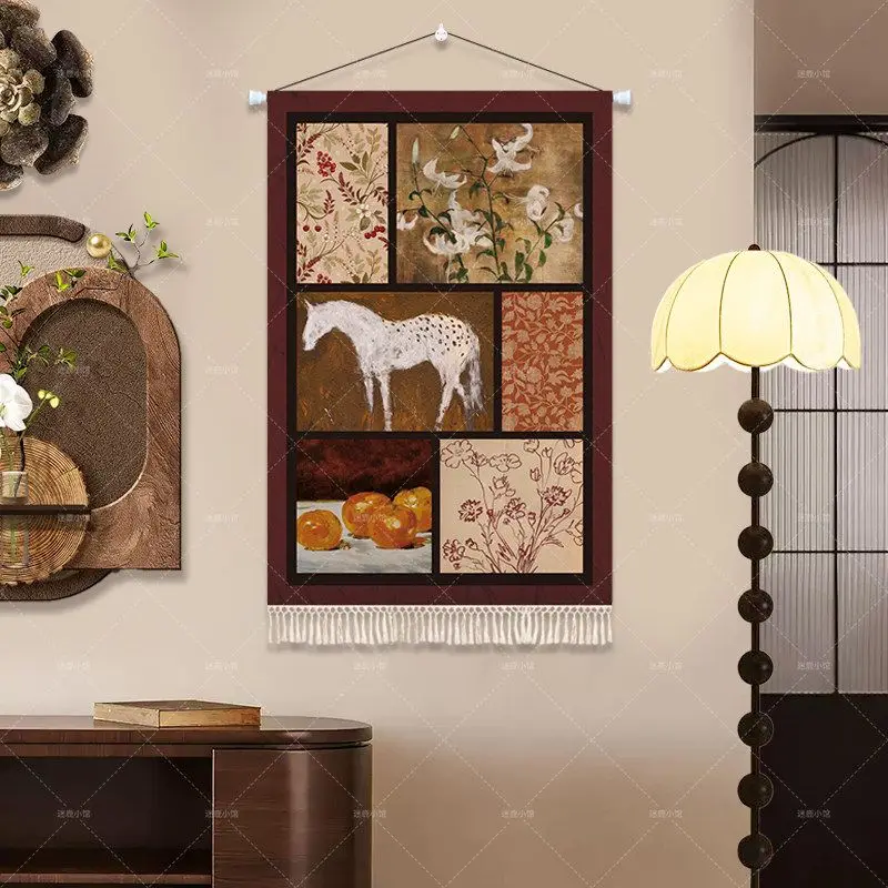 VIKAMA Collage Art Tapestry Wall Hanging Retro Leopard Zebra Print Animal Art Bedroom Home Decor