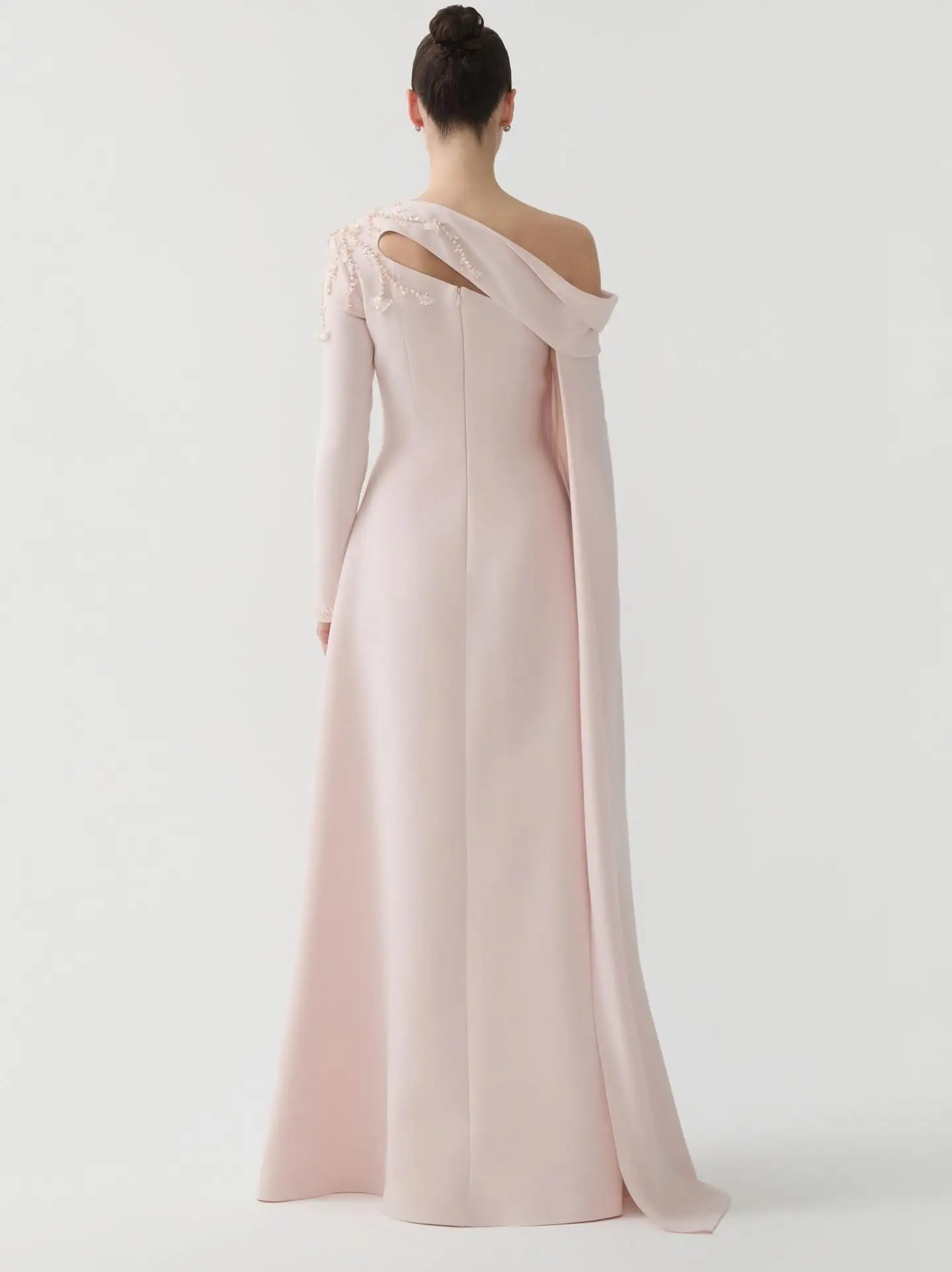 Vestido de noche Formal personalizado, corte en A, un hombro, manga larga, delicados vestidos de celebridades, vestido de fiesta de alta calidad a la moda