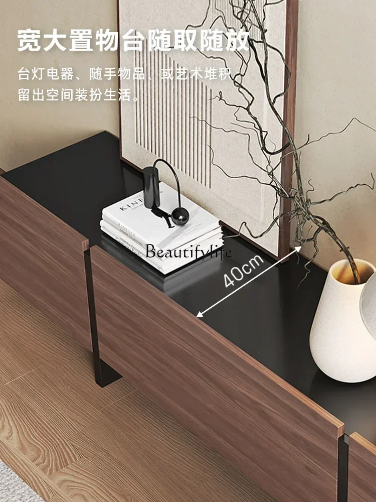 Ljy*Vintage stijl staand tv-meubel Zwart walnoot massief hout Retro TV Wandgemonteerde lage kast