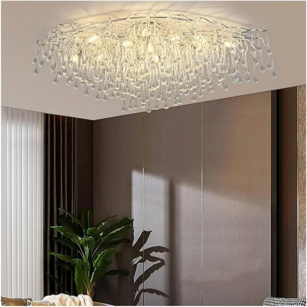 Classical Teardrop Crystal Ceiling Chandelier for Kitchen Living Dining Room Bedroom Luxury Branch Crystal Chandeliers