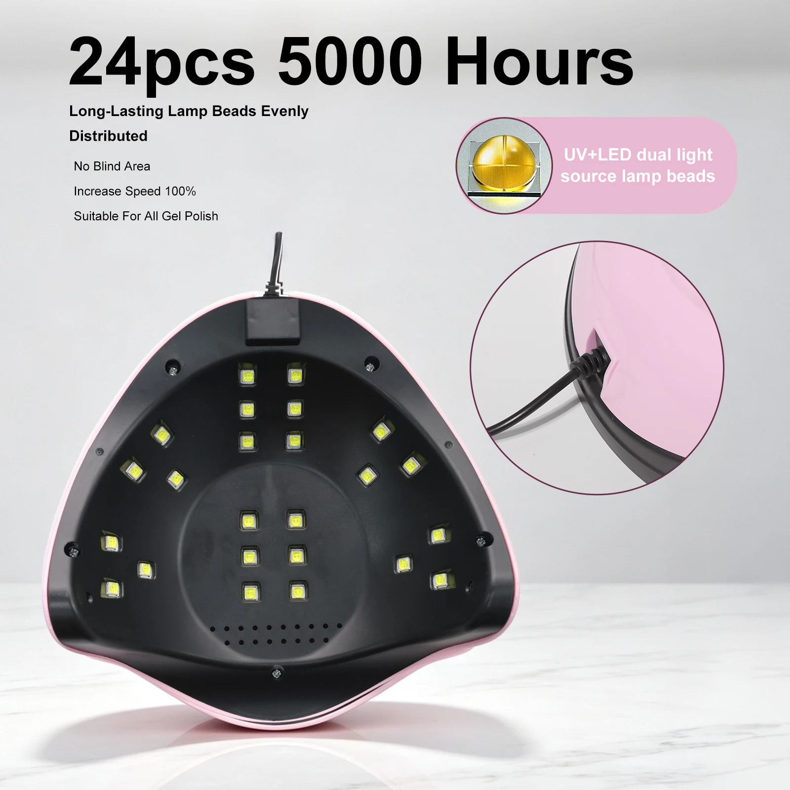 LIMEGIRL Professional Nail UV Lamp 24 LED UV Light Dryer Manicure For Drying UV Polish Varnish Salon Home Use With USB Cable