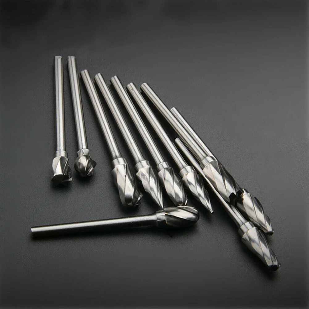 For Aluminum Die Grinder Bit Pack 10pcs 18 Shank Carbide Burr Set Perfect for Mold Grinders and Electric Drills