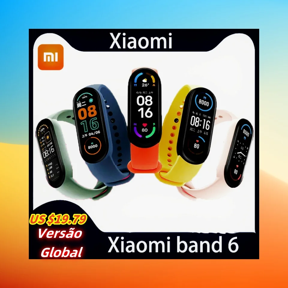 Original Xiaomi Band 6 Intelligent Heart Rate Monitoring Running Counting Sports Tracking Bracelet Version Global