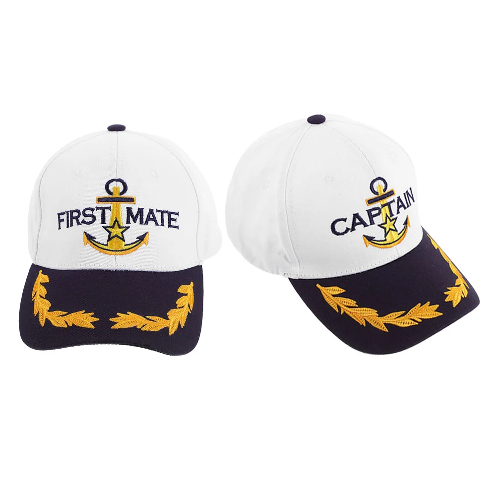 2 Pcs White Navy Cap Sailors Beanie Boat Captain Hat Outdoor Sun for Sports Baseball Caps Breathable Casual Travel