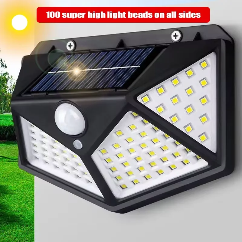 

1/2/4/6PCS 100 LED Outdoor Wall Light Solar Lamp 3 Modes Motion Sensor IP65 Waterproof Garden Garage Street Lamp Form Exterior