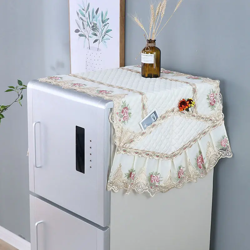 Lace Pockets All-Purpose Covers Natural Embroidery Refrigerator Washing Machine Microwave Oven Dust Protector Cabinet Decoration