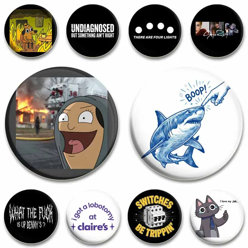 Funny Boop Shark Memes Brooch Creative I SAW THAT Enamel Pins Handmade Cartoon Badge Backpack Clothes Accessories Jewelry Gifts