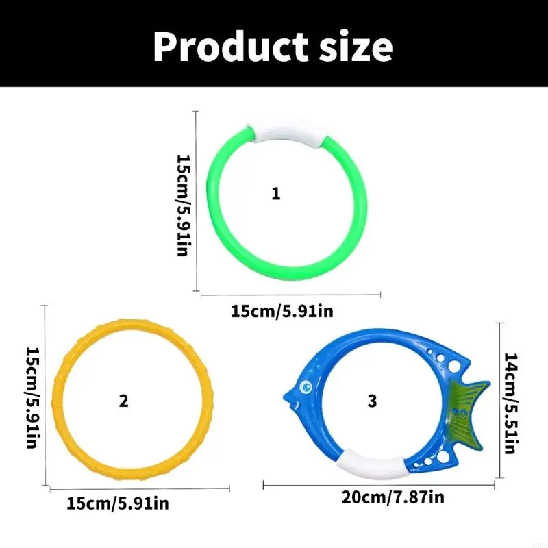 83CA 4PCS สระว่ายน้ำสีสันสดใสสำหรับเด็กดำน้ำดำน้ำแหวนสระว่ายน้ำแหวนแหวนแหวนของเล่น