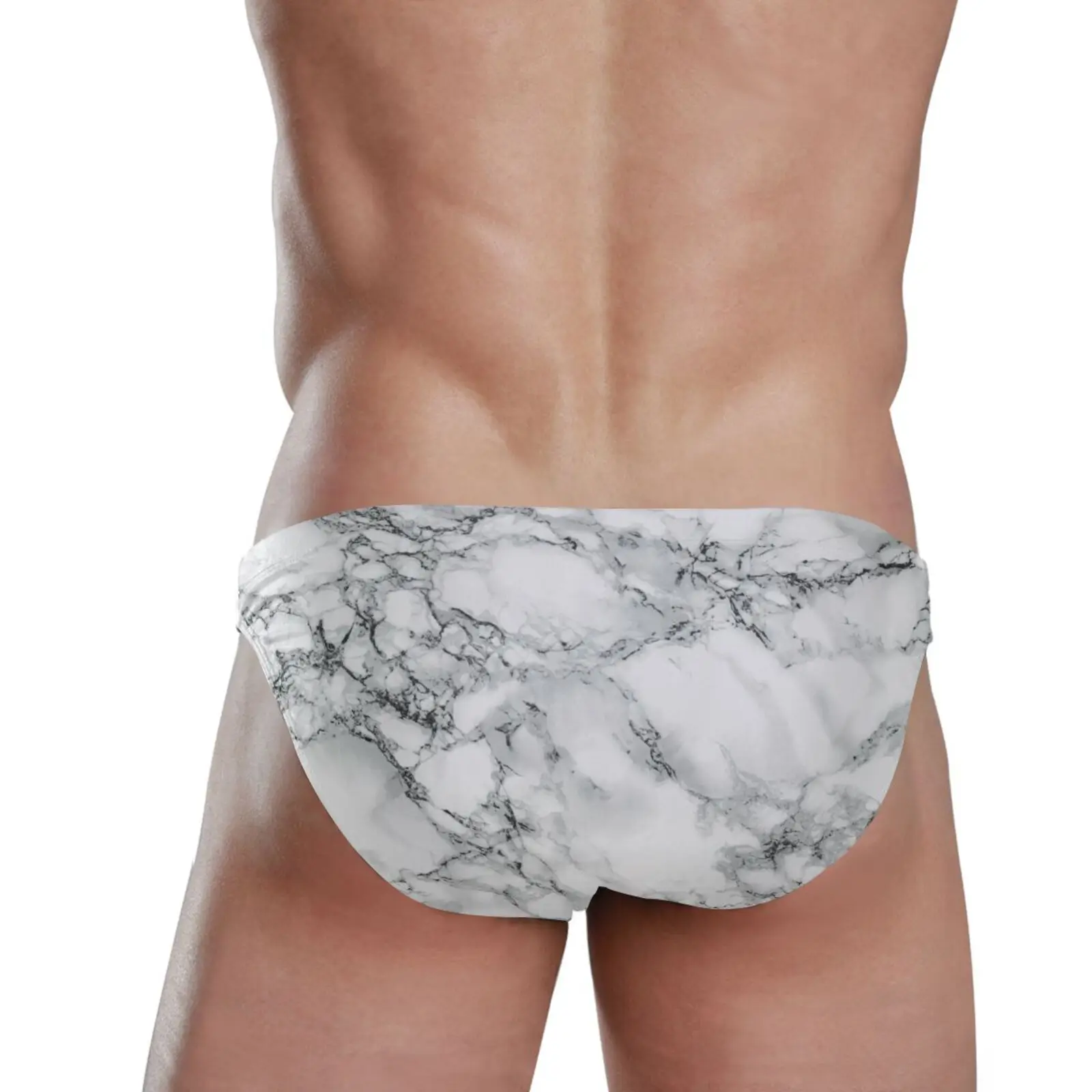 Men's Swmwear Sexy Swim Trunk Briefs Low Waist Marble printing Style Triangle Underwear Quick Dry Bikini Beach Pants Male