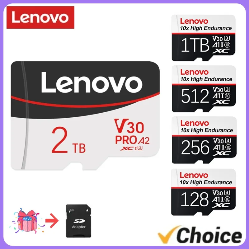 Lenovo 2TB Mini SD Card 512GB 1TB Micro Tf SD Card A2 Waterproof Camera Card High Speed SD Flash Memory Card For MP3/MP4 Player