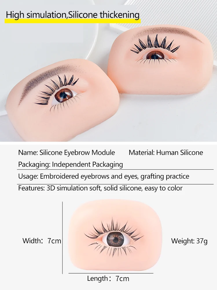 2pcs eye modle 5D Textured Bionic Silicone Tattoo Eyebrow And Eye Module Stereoscopic Eye Makeup Training Practice eyelash