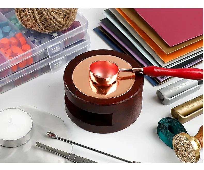Wax Seal Stamp Set with Wax Pellets, Wax Melting Oven, Envelope, Pen, Candle and Wax Seal Stamp for Envelope Sealing and Decorat view 5