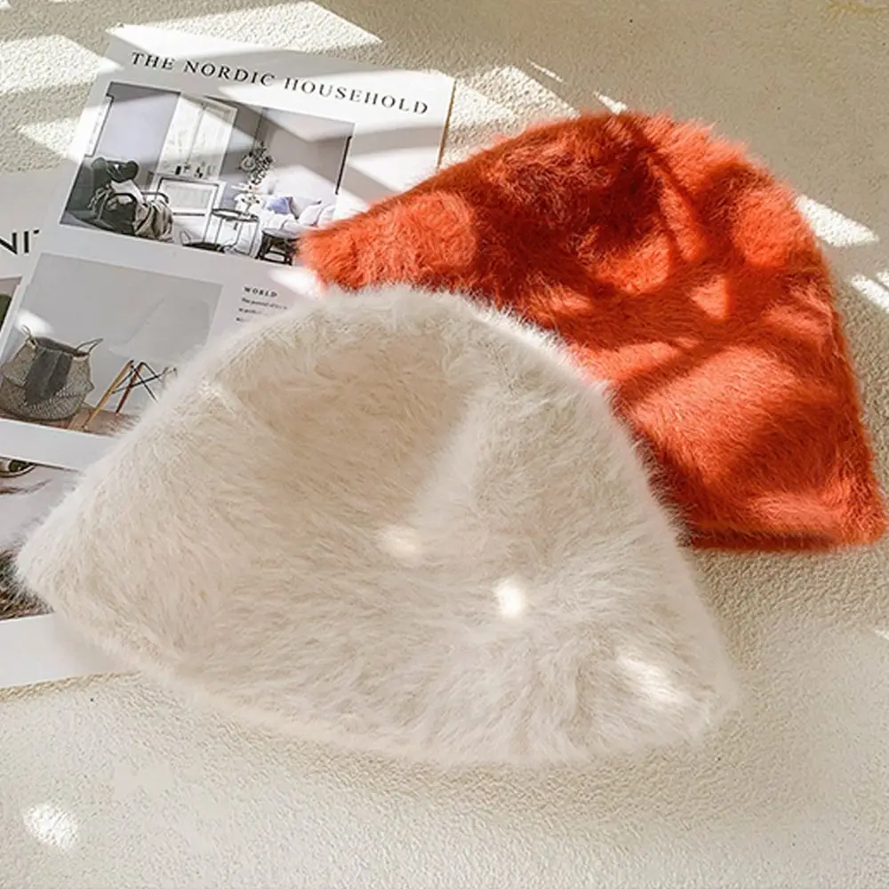 Gorro de pescador peludo y cálido para mujer, gorro de pescador de felpa para exteriores, gorro de sol suave para invierno