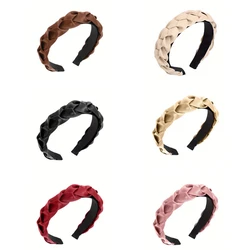 Solid Twisted New Pu Leather Braided Headbands Wide Hairbands Wash Face Hair Hoops for Women Girls Non Slip Hair Accessories