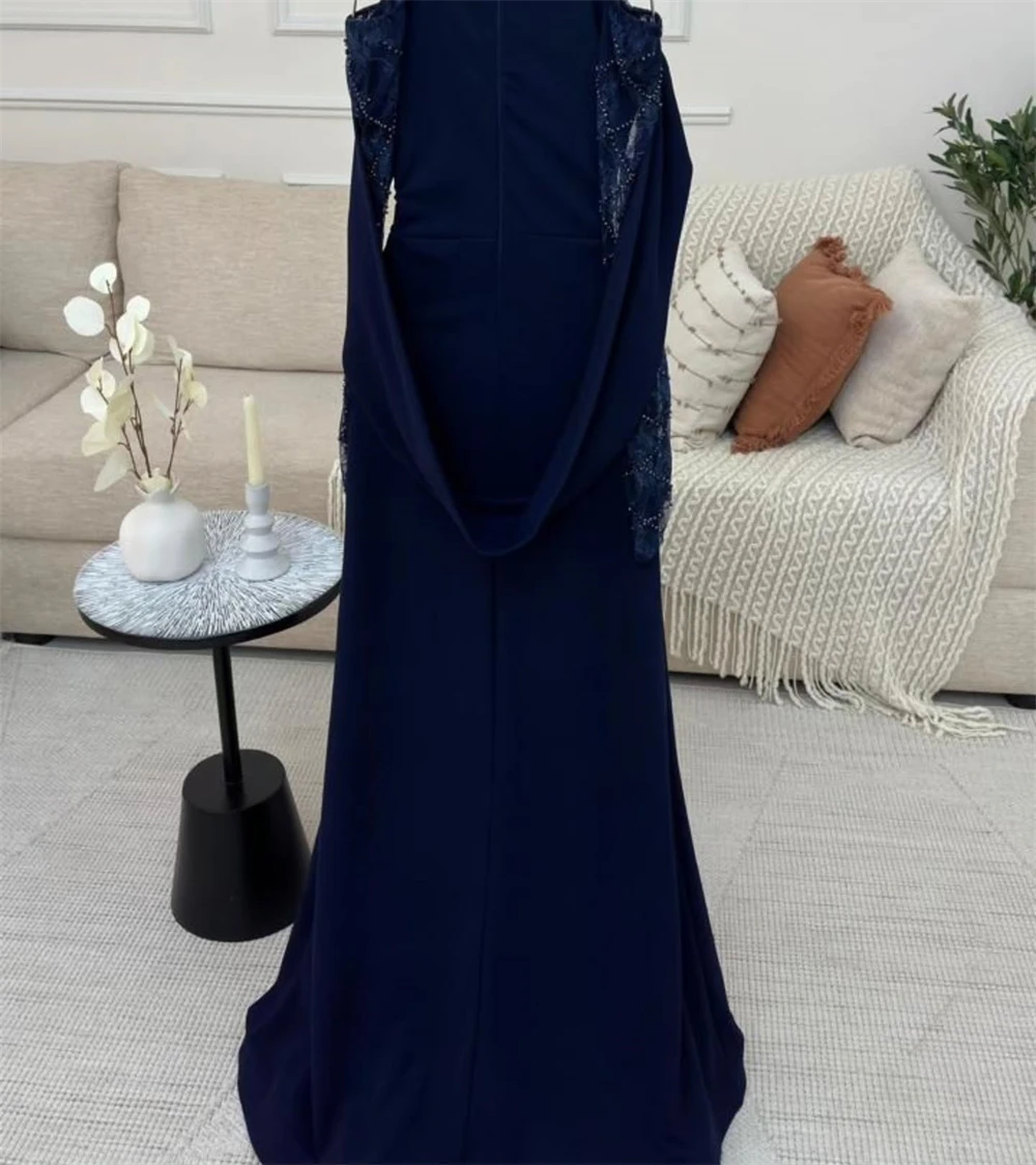 Customized Evening Dress Graceful Strapless Off the Shoulder Special Occasion Gowns Satin Long Sleeves  Mermaid  Sweep Train Pro