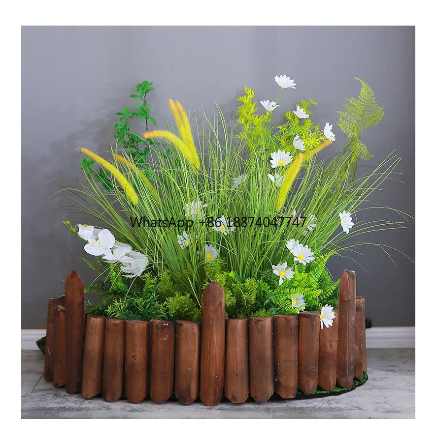 

Landscaping wedding decoration Green plastic flower window artificial plant flower decoration white rose row