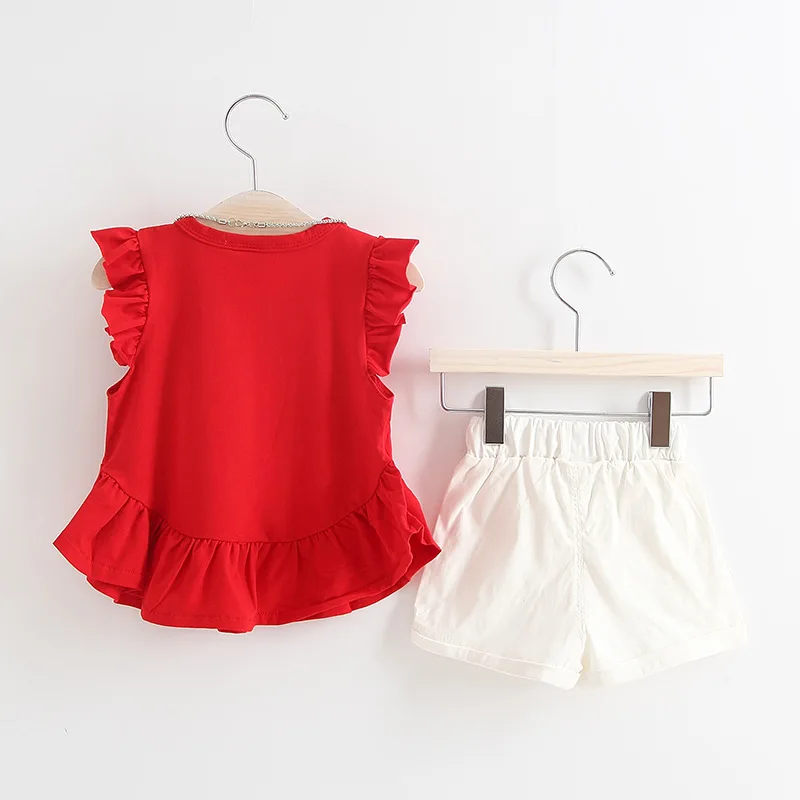 2024 new summer girl underwear top t shirt short pant clothes 2pc/lot children baby kids students  fashion  73-100 0-3y cotton