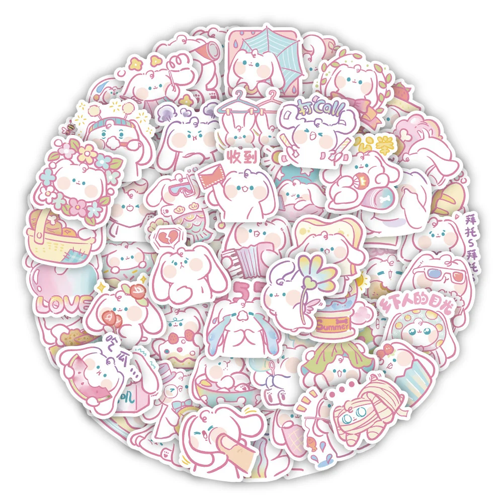 ملصق جرافيتي على شكل كلب كرتوني وردي ، مقاوم للماء ، شخصي ، إبداعي ، ديكور ، لوح تزلج ، ثلاجة ، ظريف ، 50 *