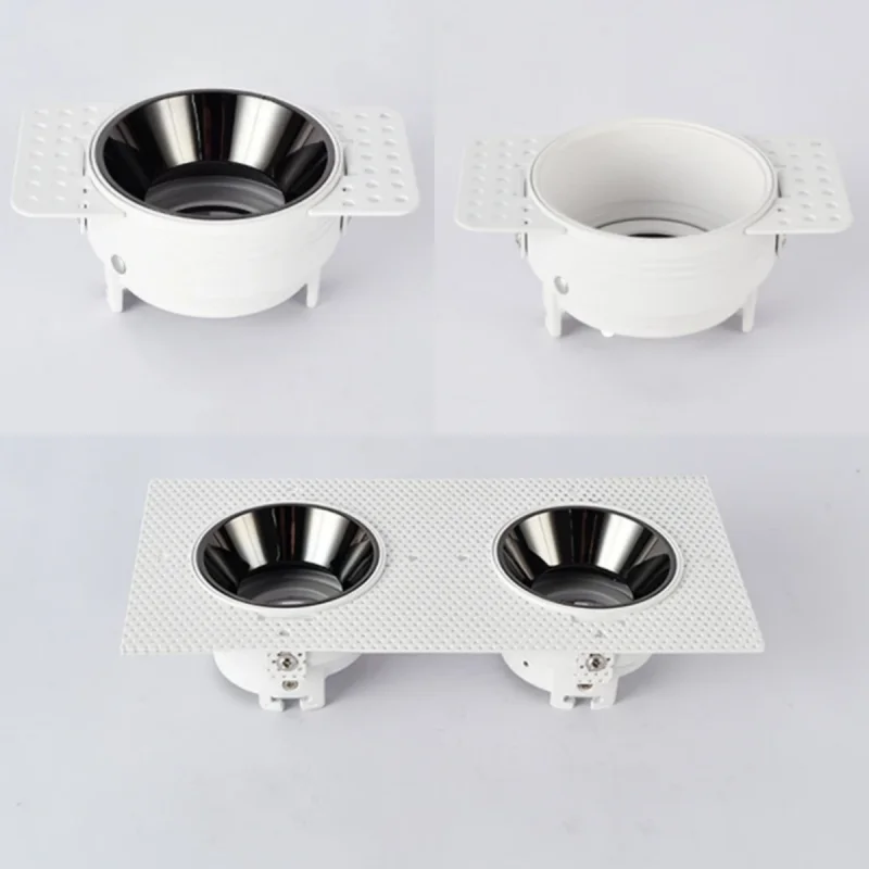Gu10/mr16 Lamphouder Basis Verzonken Led Trimless Plafond Downlight Beugel Spotlight Dubbele Kop Montageframe Socket - afbeelding 2